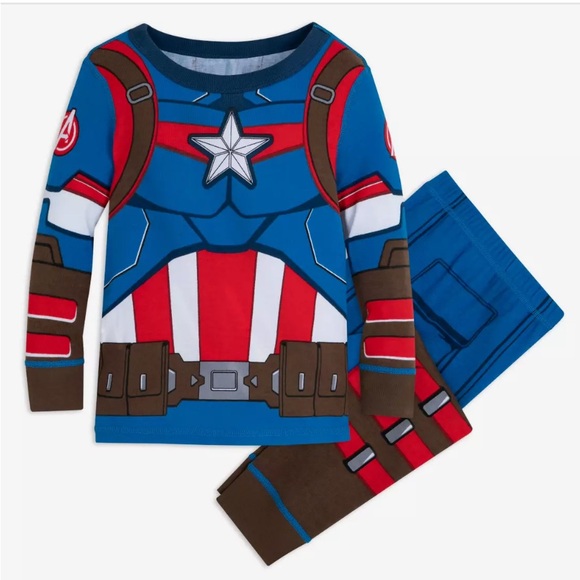 Disney Captain America Pajama Set - Blue, Red, Brown - Picture 1 of 4